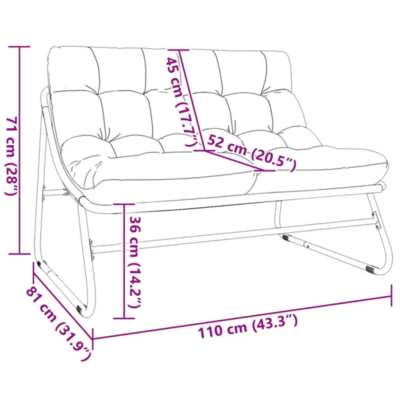 Sodo baldai su pagalve Juoda 110 x 81 x 71 cm