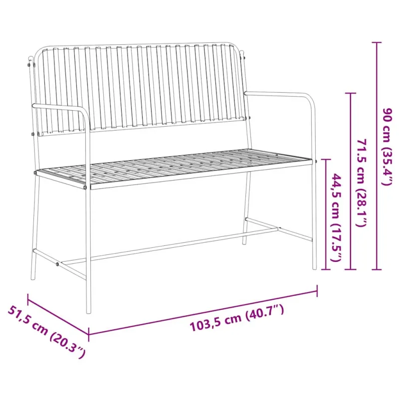 Sodo suolas Glausta balta 103,5 x 51,5 x 90 cm Plienas