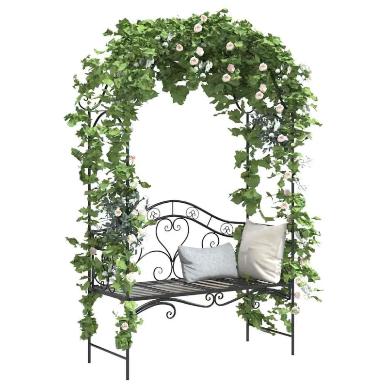 Sodo suolas Juoda 121 x 48 x 200 cm Plienas