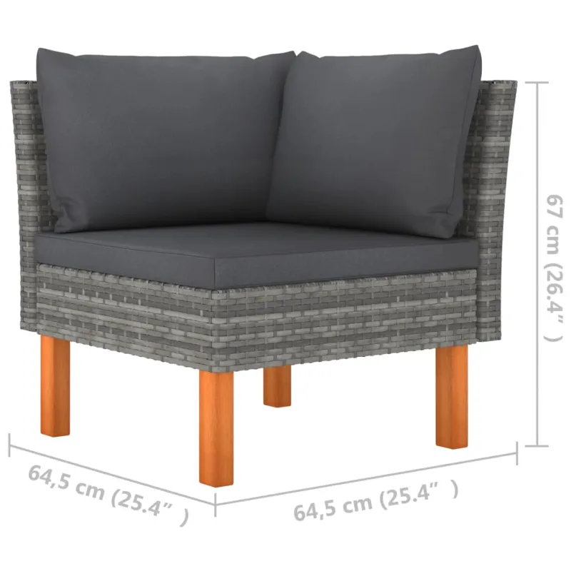 Sodo huonekalu- ja kalusteet, 7-osainen setti, harmaa, polyratasta/eukalyptus