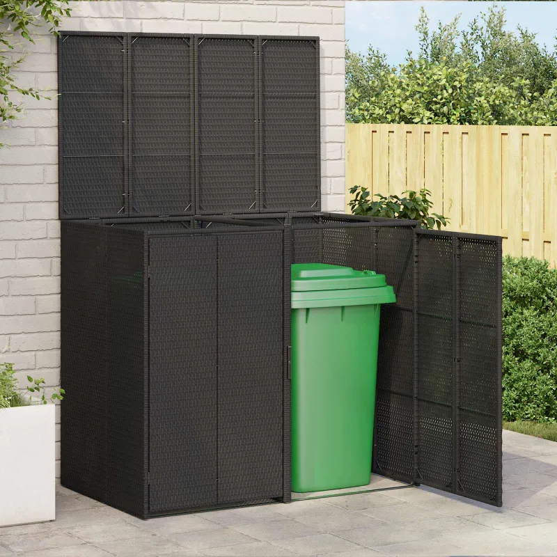 Šiukšlių dėžė 2 pcs Juoda 130 x 80 x 115 cm Polietilenas
