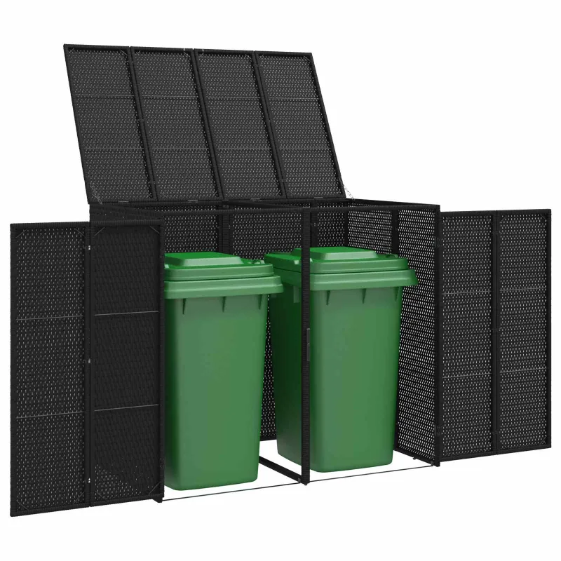 Šiukšlių dėžė 2 pcs Juoda 130 x 80 x 115 cm Polietilenas