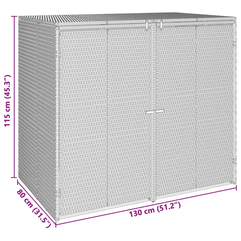 Šiukšlių dėžė 2 pcs Pilka 130 x 80 x 115 cm Polietilenas