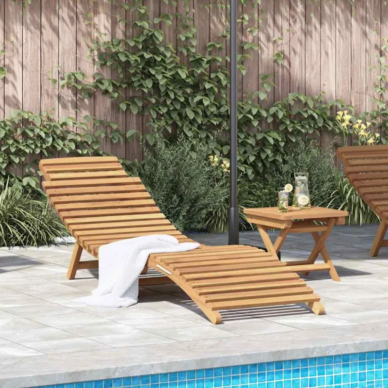 Saulės gultas 2 pcs Ruda 198 x 55 x 58,5 cm Kieto teka medžio