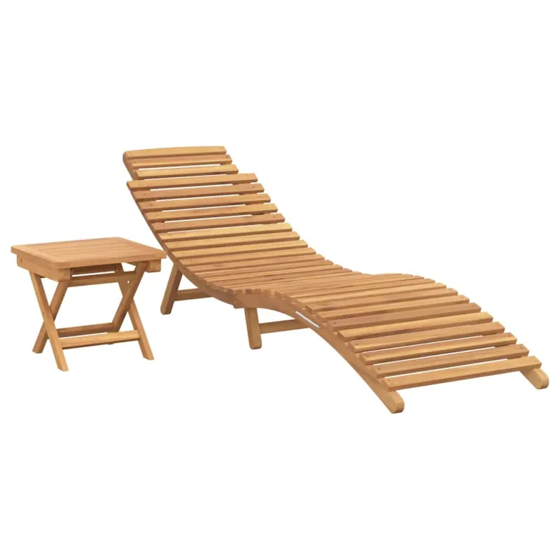 Saulės gultas 2 pcs Ruda 198 x 55 x 58,5 cm Kieto teka medžio
