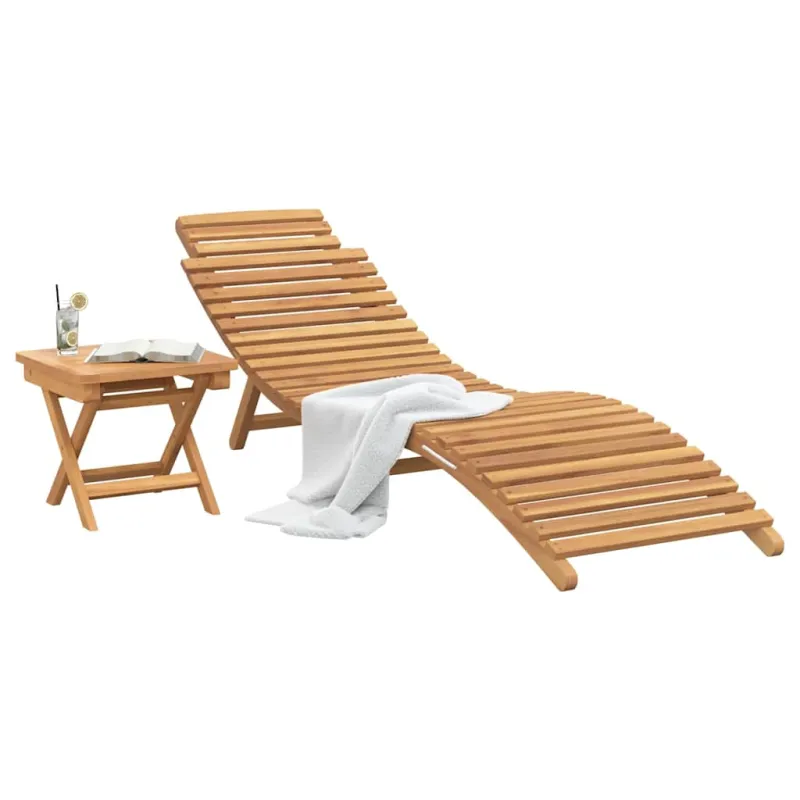 Saulės gultas 2 pcs Ruda 198 x 55 x 58,5 cm Kieto teka medžio