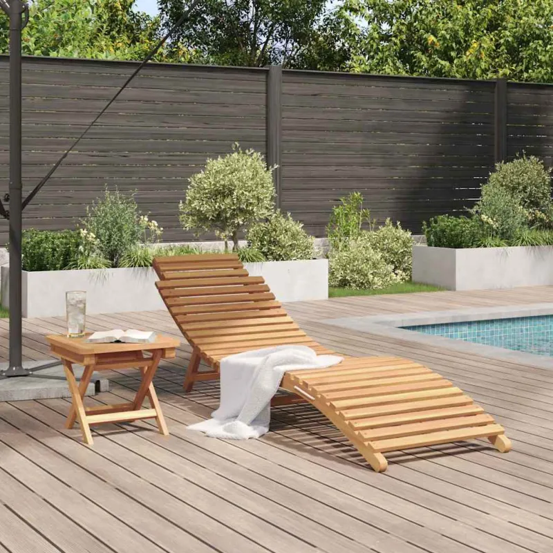 Saulės gultas 2 pcs Ruda 198 x 55 x 58,5 cm Kieto teka medžio