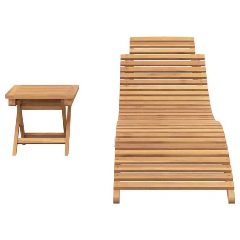 Saulės gultas 2 pcs Ruda 198 x 55 x 58,5 cm Kieto teka medžio