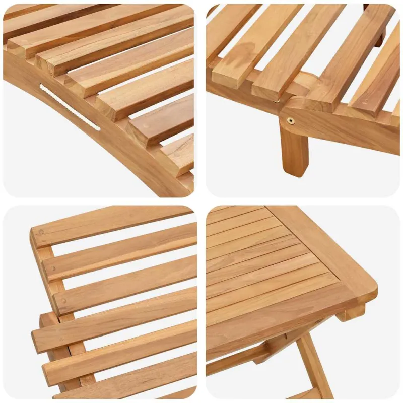 Saulės gultas 2 pcs Ruda 198 x 55 x 58,5 cm Kieto teka medžio