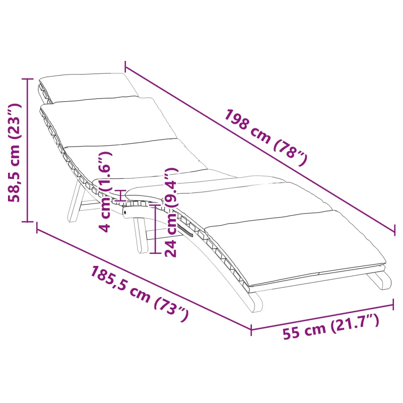 Sodo gultas Ruda 198 x 55 x 58,5 cm Kieto teka medžio