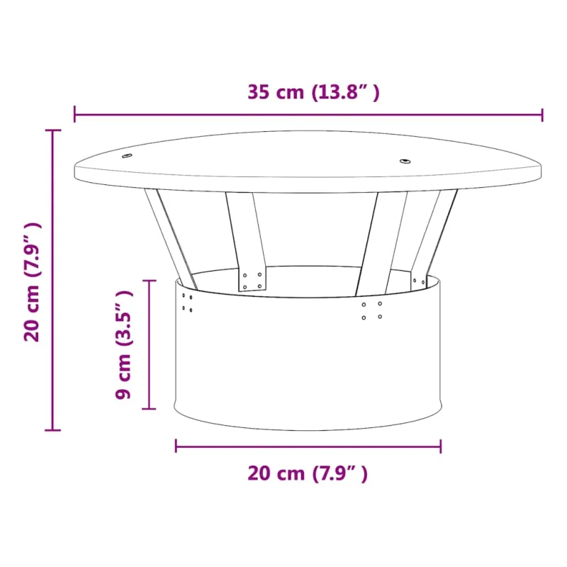 Lietaus dangtis kamino Sidabro 35 x 35 x 20 cm