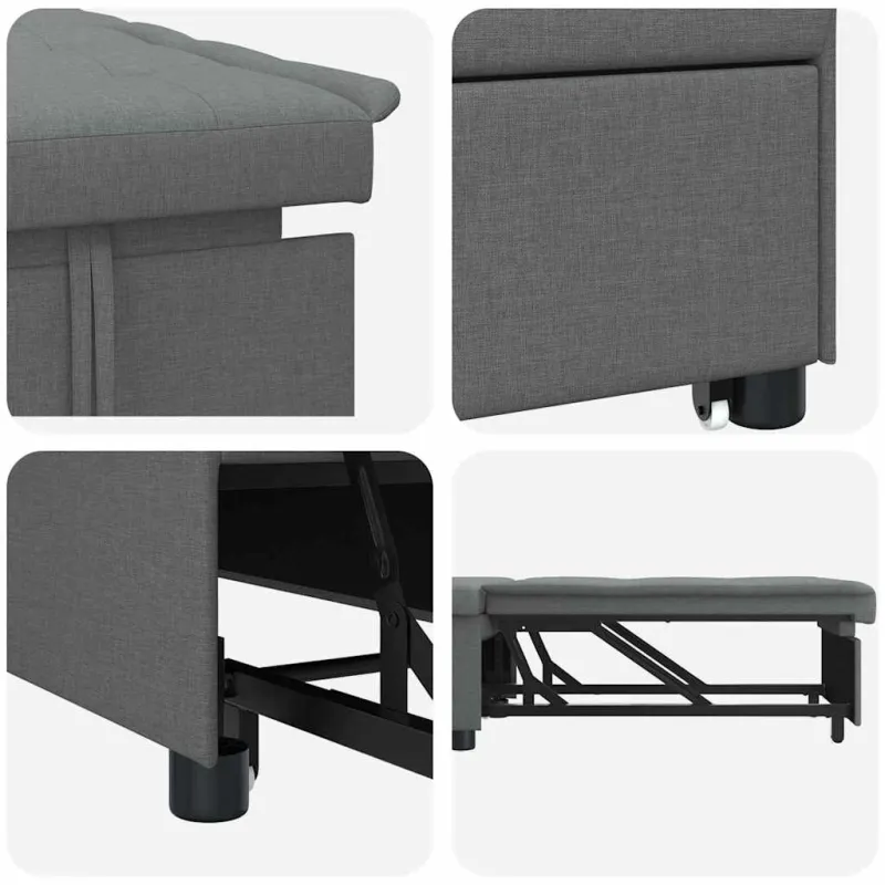 Ištraukiama sofa-lova Tamsiai pilka 194 x 50 x 82 cm audinys