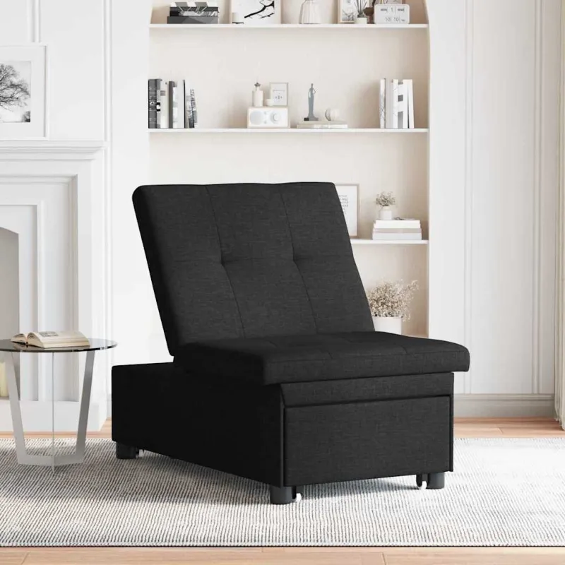 Ištraukiama sofa-lova Juodas 194 x 50 x 82 cm audinys