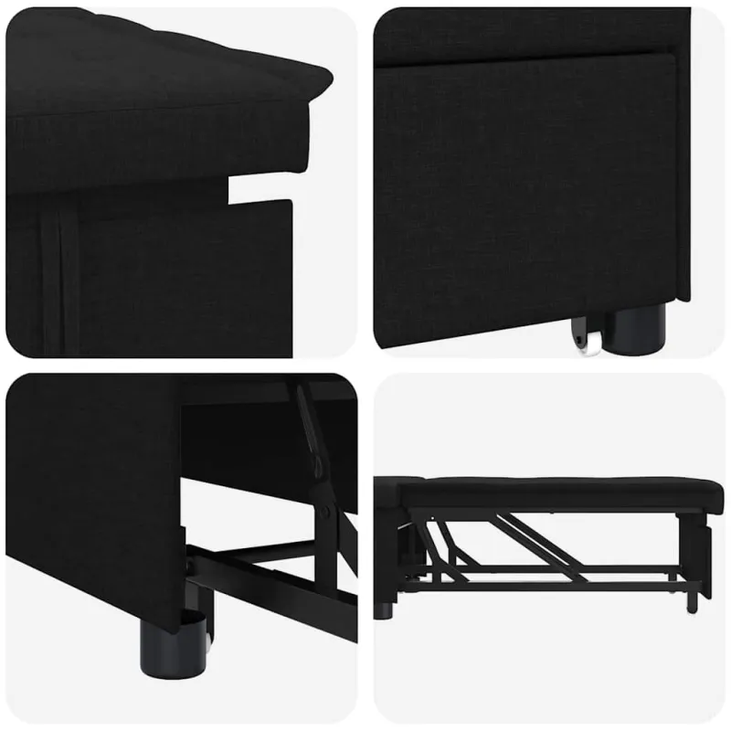 Ištraukiama sofa-lova Juodas 194 x 50 x 82 cm audinys