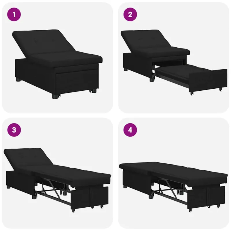 Ištraukiama sofa-lova Juodas 194 x 50 x 82 cm audinys