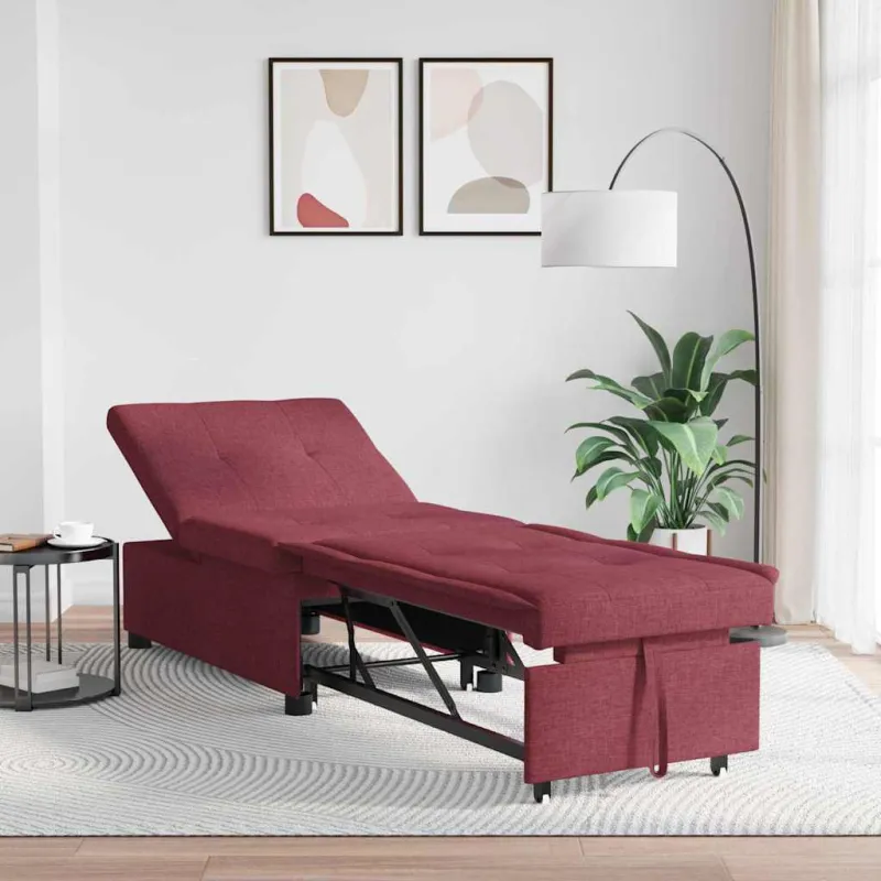 Ištraukiama sofa-lova Vyno raudona 194 x 50 x 82 cm audinys