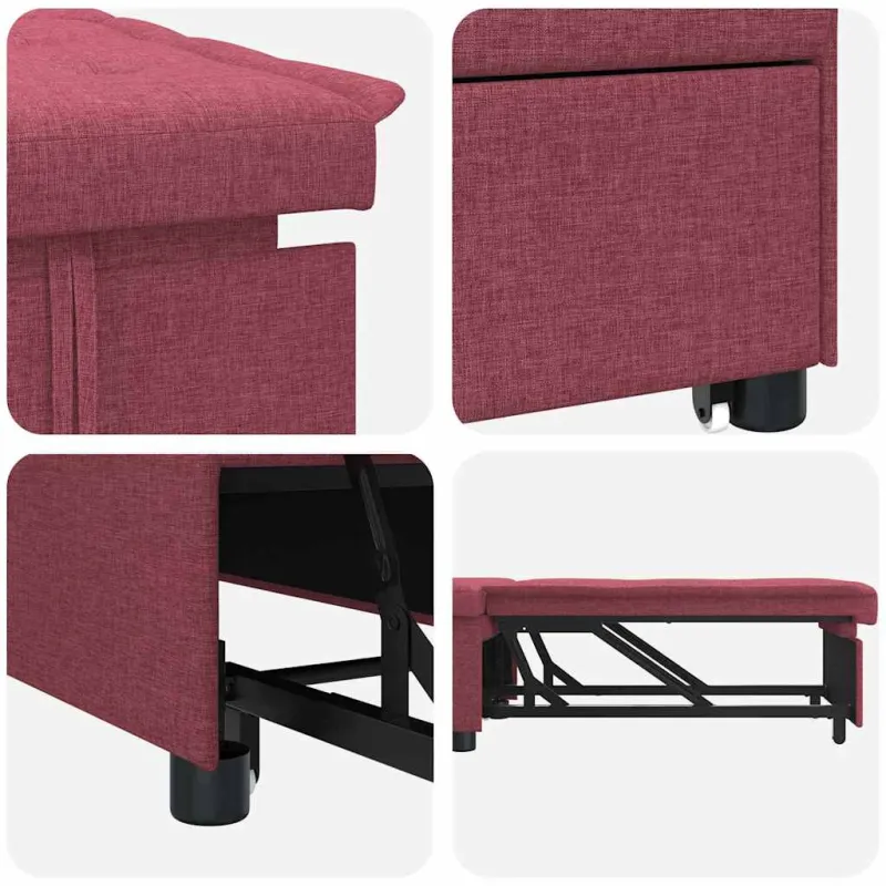 Ištraukiama sofa-lova Vyno raudona 194 x 50 x 82 cm audinys