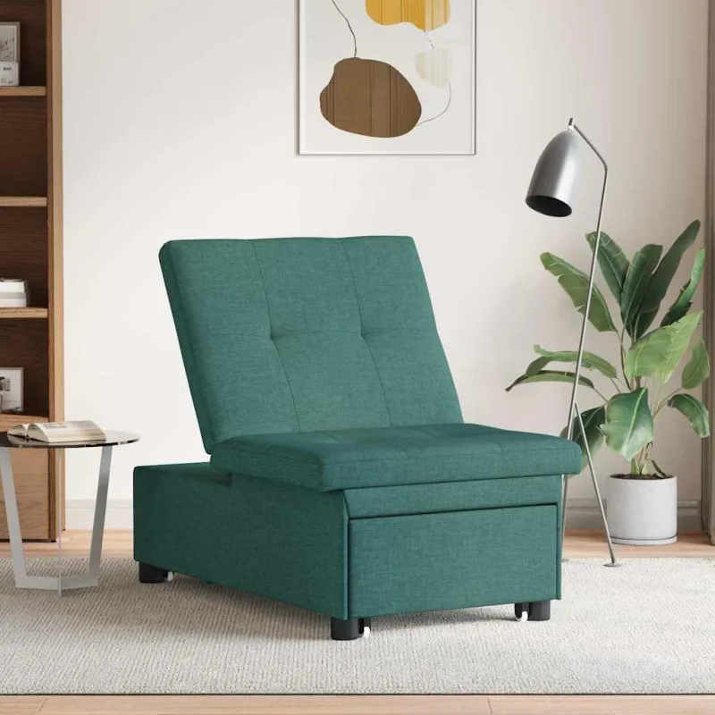 Ištraukiama sofa-lova Tamsiai žalia 194 x 50 x 82 cm audinys