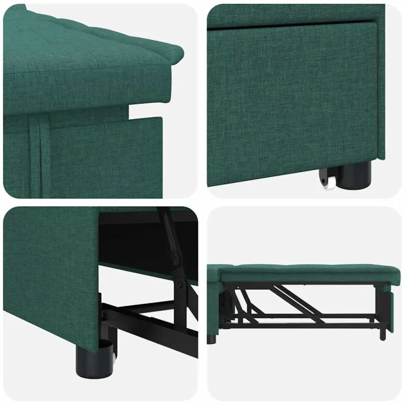 Ištraukiama sofa-lova Tamsiai žalia 194 x 50 x 82 cm audinys