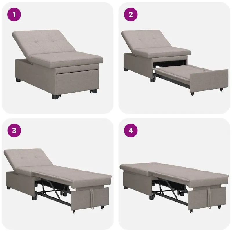 Ištraukiama sofa-lova Taupe 194 x 50 x 82 cm audinys
