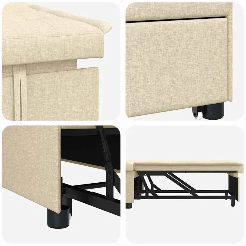 Ištraukiama sofa-lova Kreminė 194 x 50 x 82 cm audinys