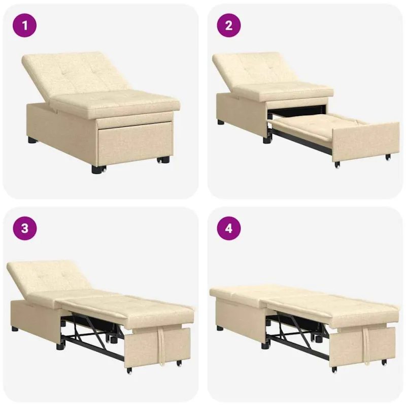 Ištraukiama sofa-lova Kreminė 194 x 50 x 82 cm audinys
