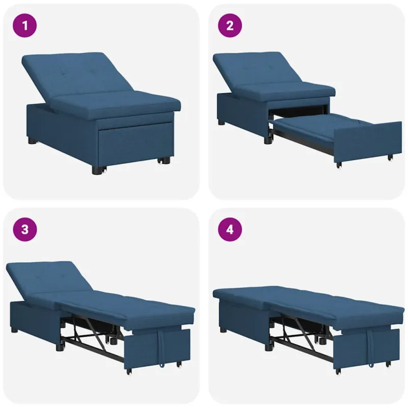 Ištraukiama sofa-lova Mėlyna 194 x 50 x 82 cm audinys