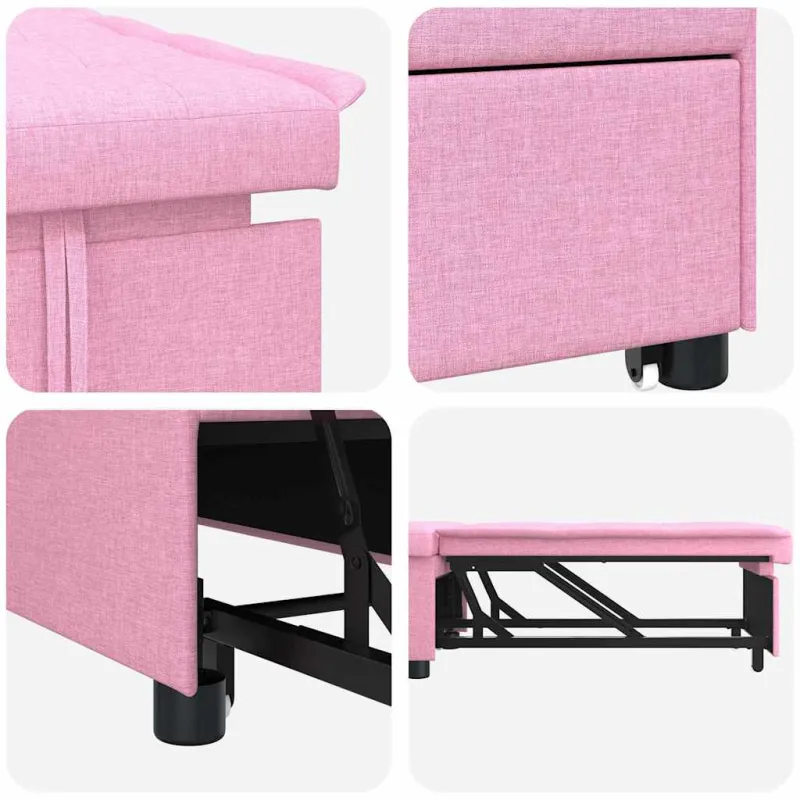 Ištraukiama sofa-lova Rožinė 194 x 50 x 82 cm audinys
