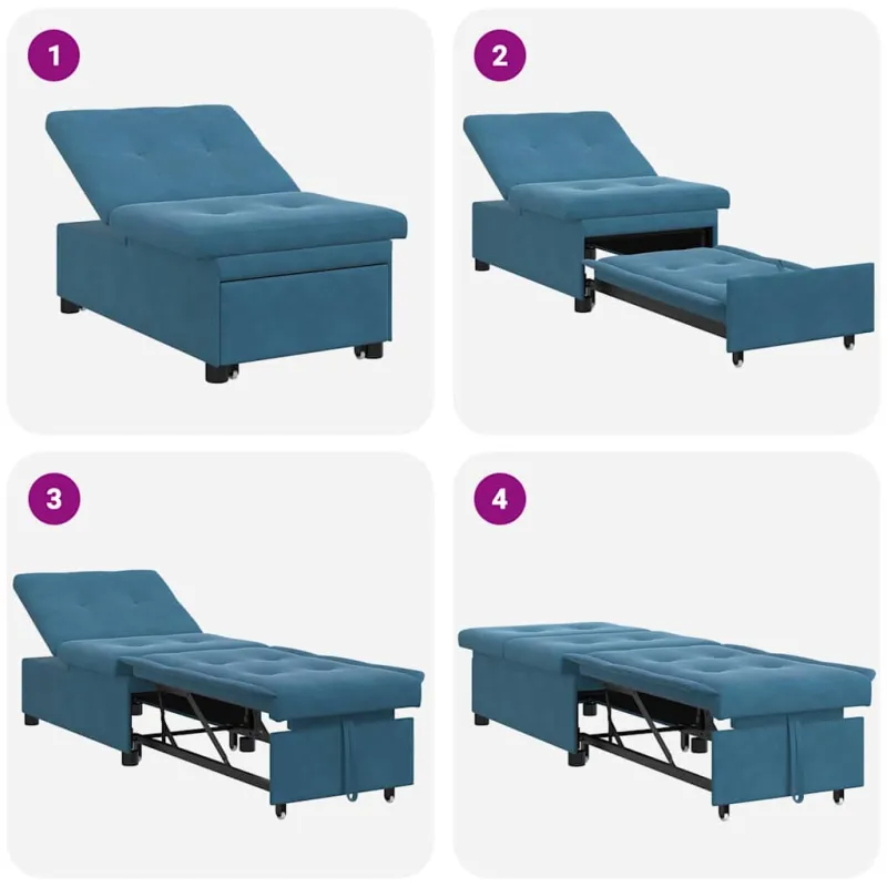 Sofa lova Mėlyna 194 x 67 x 82 cm Aksomas