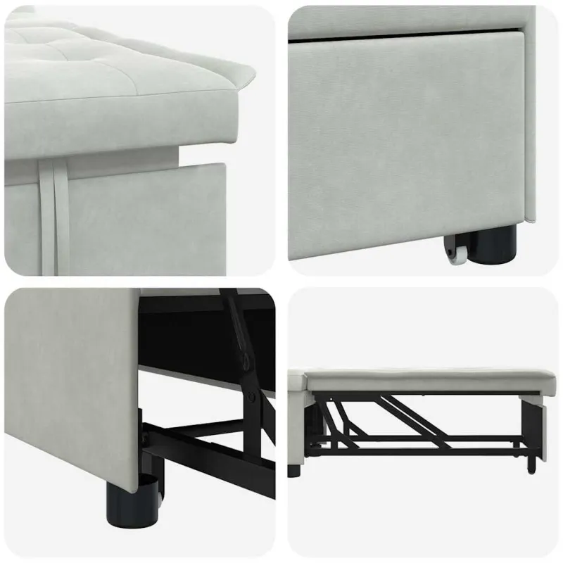 Sofa lova Šviesiai pilka 194 x 67 x 82 cm Aksomas