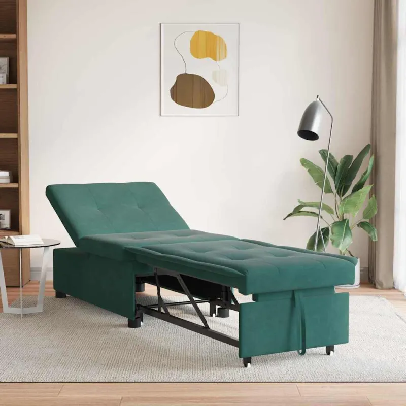 Sofa lova Tamsiai žalia 194 x 67 x 82 cm Aksomas