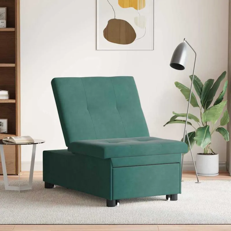 Sofa lova Tamsiai žalia 194 x 67 x 82 cm Aksomas