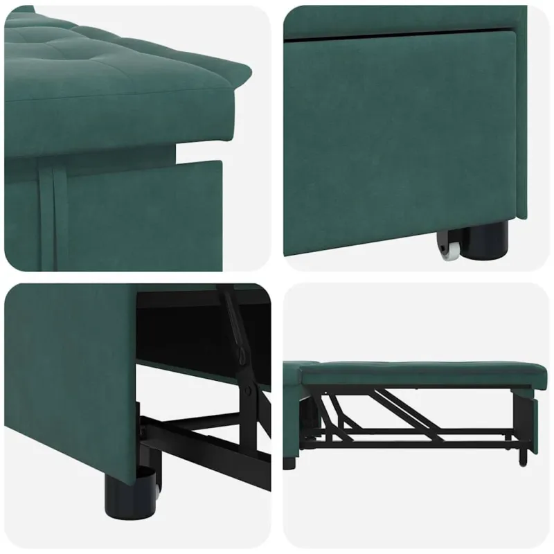 Sofa lova Tamsiai žalia 194 x 67 x 82 cm Aksomas