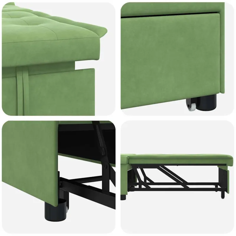Sofa lova Šviesiai žalia 194 x 67 x 82 cm Aksomas