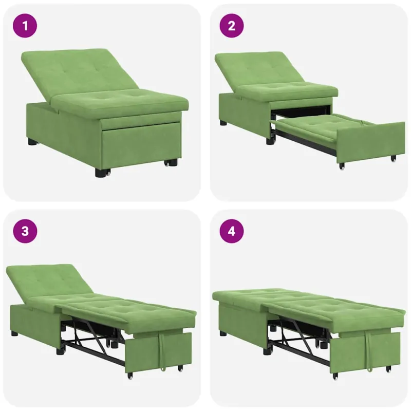Sofa lova Šviesiai žalia 194 x 67 x 82 cm Aksomas