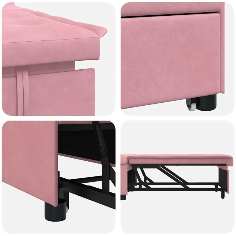 Sofa lova Rožinė 194 x 67 x 82 cm Aksomas