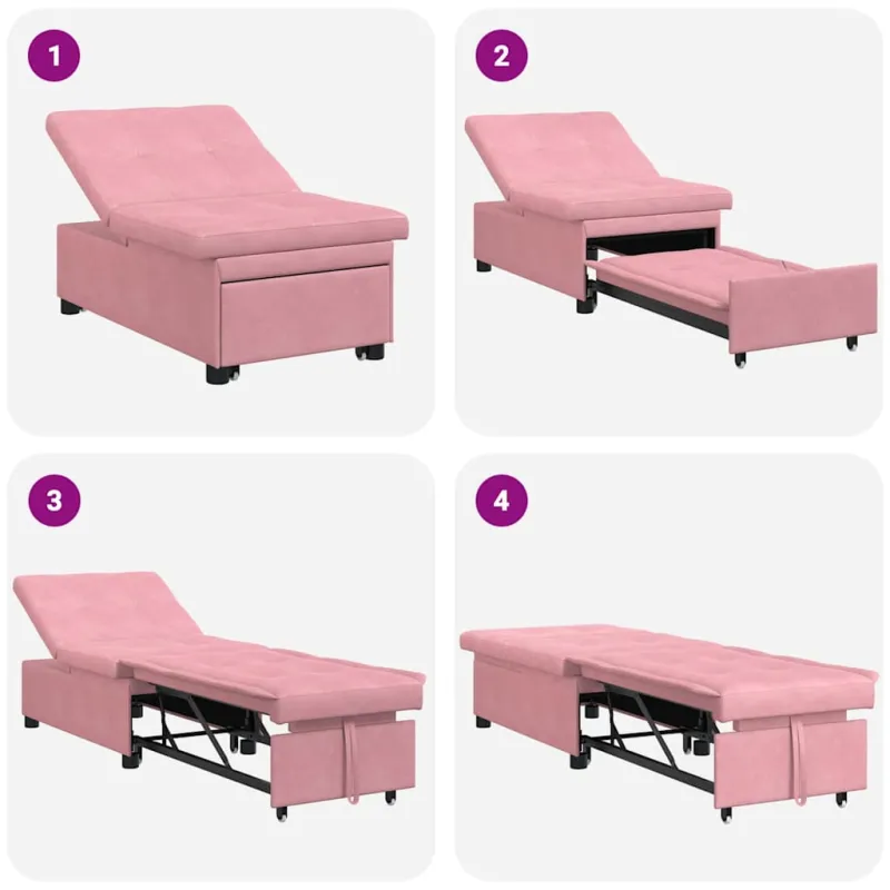 Sofa lova Rožinė 194 x 67 x 82 cm Aksomas