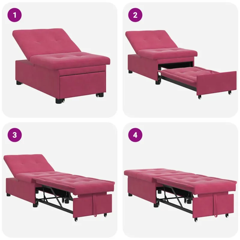 Sofa lova Vyno raudona 194 x 67 x 82 cm Aksomas