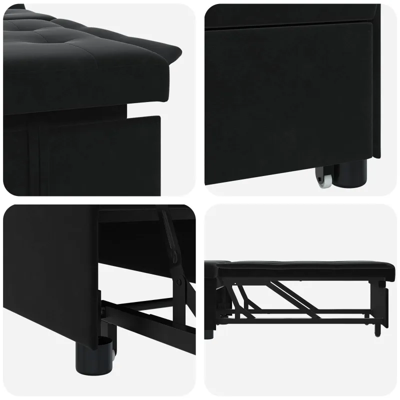 Sofa lova Juoda 194 x 67 x 82 cm Aksomas