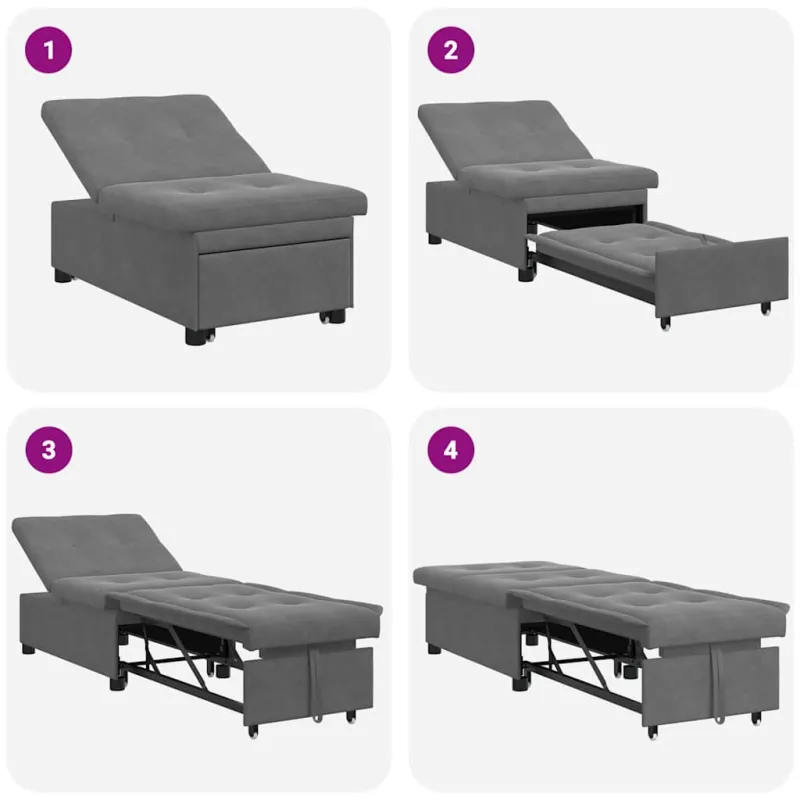 Ištraukiama sofa-lova Tamsiai pilka 194 x 67 x 82 cm