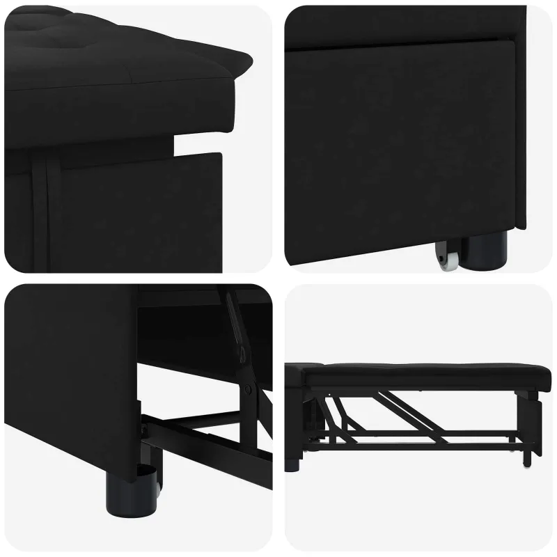 Ištraukiama sofa-lova Juodas 194 x 67 x 82 cm Mikropluoštas