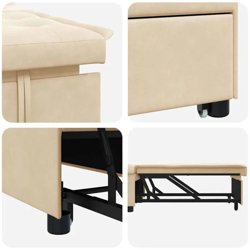 Ištraukiama sofa-lova Kreminė 194 x 67 x 82 cm Mikropluoštas