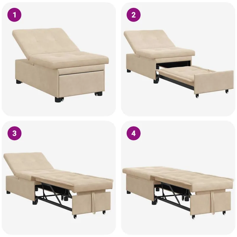 Ištraukiama sofa-lova Kreminė 194 x 67 x 82 cm Mikropluoštas