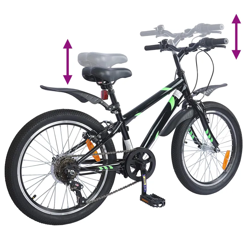 Vaikų Dviratis 20 Colių 6-Speed 6-11 metų amžiaus Juoda