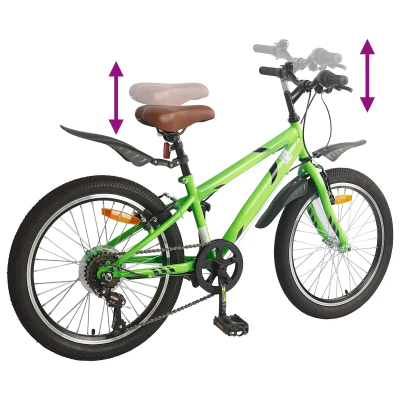 Vaikų Dviratis 20 Colių 6-Speed 6-11 metų amžiaus Žalia