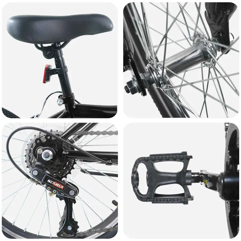 Vaikų Dviratis 24 Colių 6-Speed 8-12 metų Juoda