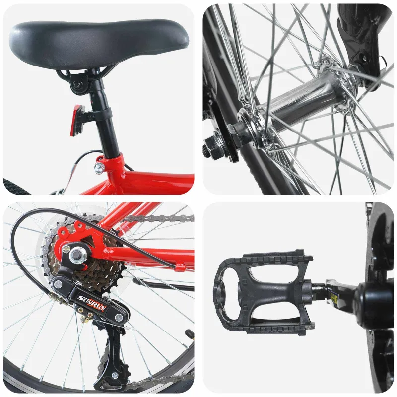 Vaikų Dviratis 24 Colių 6-Speed 8-12 metų Raudona