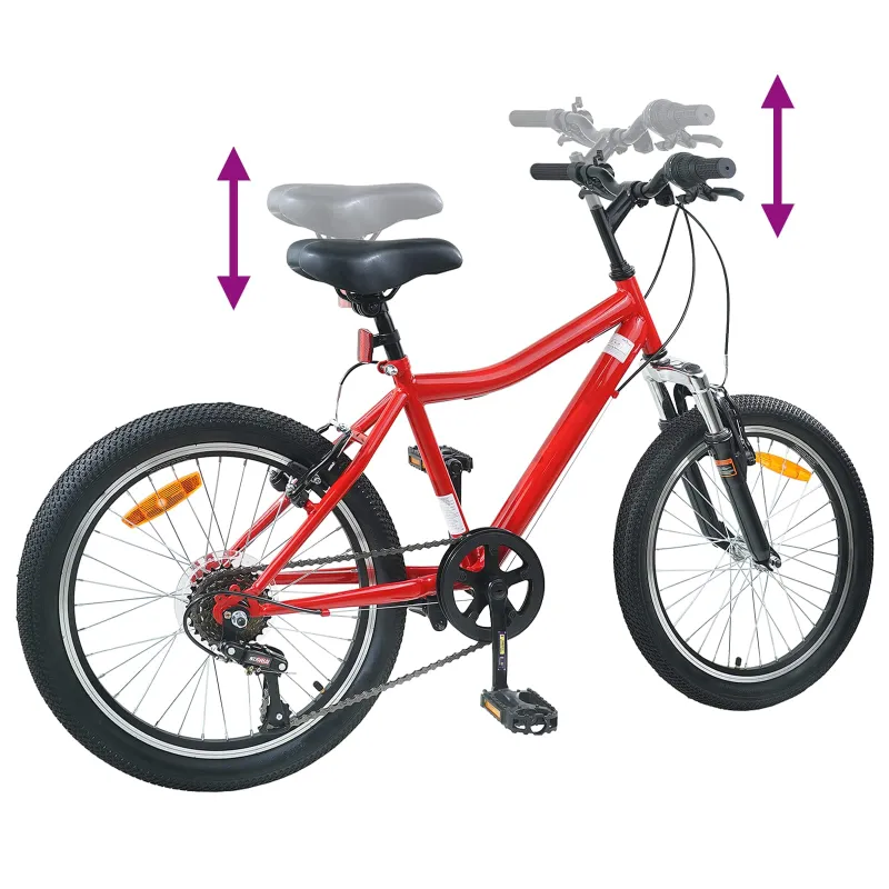 Vaikų Dviratis 24 Colių 6-Speed 8-12 metų Raudona