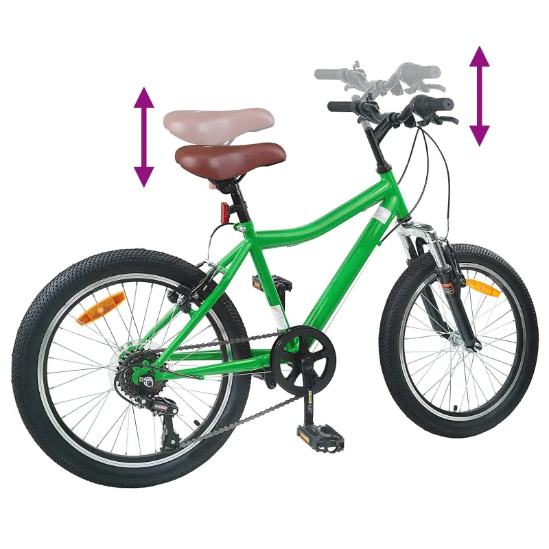 Vaikų Dviratis 20 Colių 6-Speed 6-11 metų amžiaus Žalia