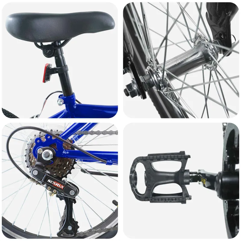 Vaikų Dviratis 24 Colių 6-Speed 8-12 metų Tamsiai mėlyna